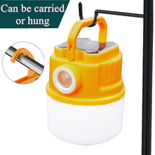 Load image into Gallery viewer, YOMEGO LED Camping Light Tent Lantern with Rechargeable and Solar Power, Portable Mini Bedroom Lamp Emergency Flashlight for Camping, Fishing, Walking Shelter Hiking, Great Tools for Campers and Night Lamp for Kids