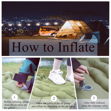 Load image into Gallery viewer, YOMEGO Ultralight Camping Pad in Tent, Foot Press Inflatable Sleeping Mat with Air Pillow, Portable Outdoor Gear for Camping, Backpacking, Hiking, Large Size, Weight Bearing 660Lbs