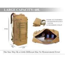 Load image into Gallery viewer, YOMEGO Large Capacity Tactical Backpack Travel Rucksack Bag, Great Outdoor Duffle Bag for Men and Women, 60L