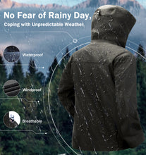 Load image into Gallery viewer, YOMEGO Hooded Functional Jacket Windproof Waterproof Coat for Outdoor Hiking,Camping, Seamless Windbreaker Rain Jacket for Women or Men in Spring,Summer, Autumn
