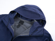 Load image into Gallery viewer, Yomego Men&#39;s Hooded Soft Shell Jacket with Seamless Hem,Fleece Lined Warm Coat with Triple Laminated Glue Process, Windproof Water Resistant Jackets for Hiking, Running, Camping, Fitness, Fishing, Mountaineering
