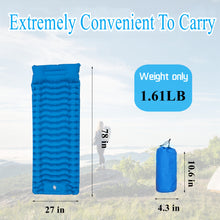 Load image into Gallery viewer, YOMEGO Ultralight Camping Pad in Tent, Foot Press Inflatable Sleeping Mat with Air Pillow, Portable Outdoor Gear for Camping, Backpacking, Hiking, Large Size, Weight Bearing 660Lbs
