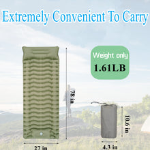 Load image into Gallery viewer, YOMEGO Ultralight Camping Pad in Tent, Foot Press Inflatable Sleeping Mat with Air Pillow, Portable Outdoor Gear for Camping, Backpacking, Hiking, Large Size, Weight Bearing 660Lbs
