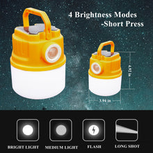 Load image into Gallery viewer, YOMEGO LED Camping Light Tent Lantern with Rechargeable and Solar Power, Portable Mini Bedroom Lamp Emergency Flashlight for Camping, Fishing, Walking Shelter Hiking, Great Tools for Campers and Night Lamp for Kids
