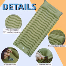 Load image into Gallery viewer, YOMEGO Ultralight Camping Pad in Tent, Foot Press Inflatable Sleeping Mat with Air Pillow, Portable Outdoor Gear for Camping, Backpacking, Hiking, Large Size, Weight Bearing 660Lbs
