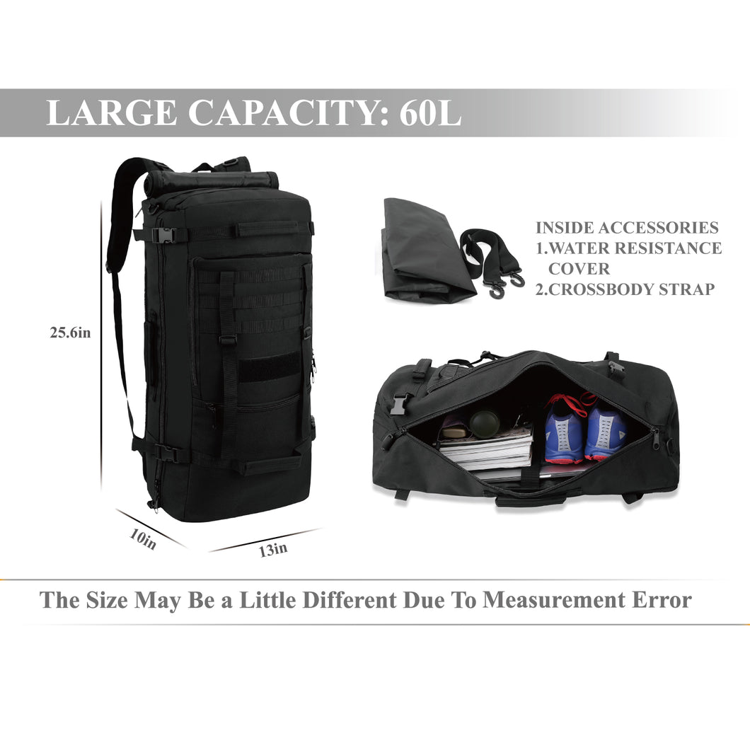 YOMEGO Large Capacity Tactical Backpack Travel Rucksack Bag, Great Outdoor Duffle Bag for Men and Women, 60L